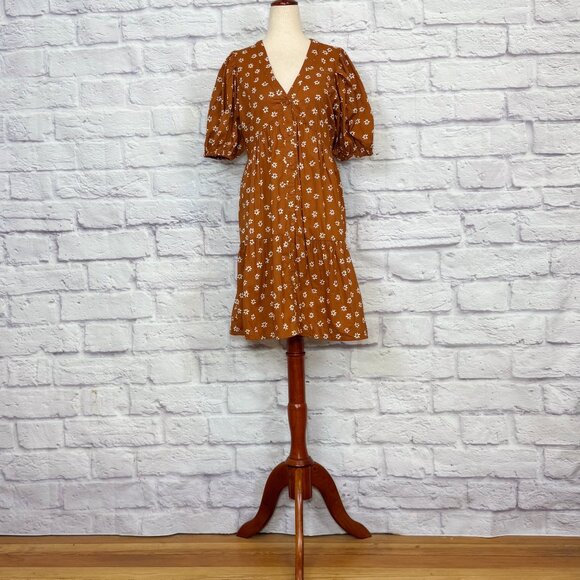 FRNCH Dresses & Skirts - FRNCH Ochre Cotton Floral Mini Dress